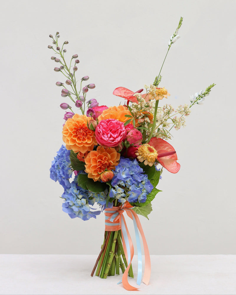 Colorful bouquet of flowers with a white background